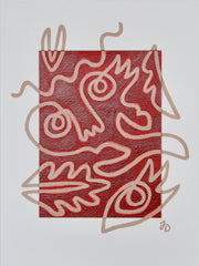 Fingers Faces & Plants in Red & Rose Mat