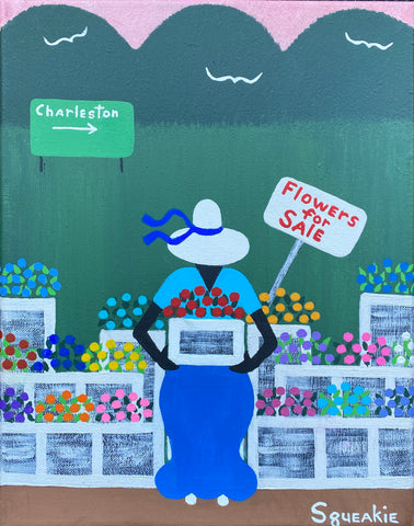 Flower Lady, Pink Sky