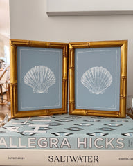 Petite Scallop Shell on Dusty Blue