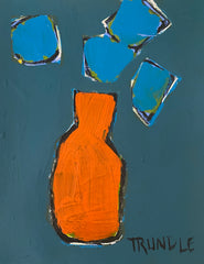 Blue Flowers, Orange Vase