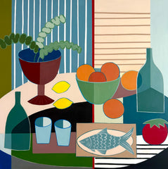 Still Life with 2 Lemons and Fish