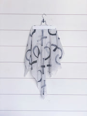 Black Paint Splatter X+Os Hand-Painted Silk Scarf