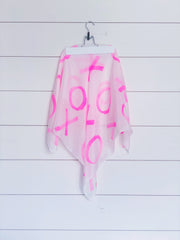 Magenta X+Os Hand-Painted Silk Scarf