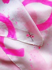 Magenta Paint Splatter X+Os Hand-Painted Silk Scarf