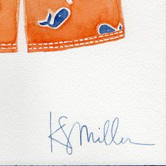 Swim Trunks, Orange, Blue Whales
