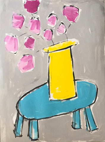 Blue Table / Pink Blooms