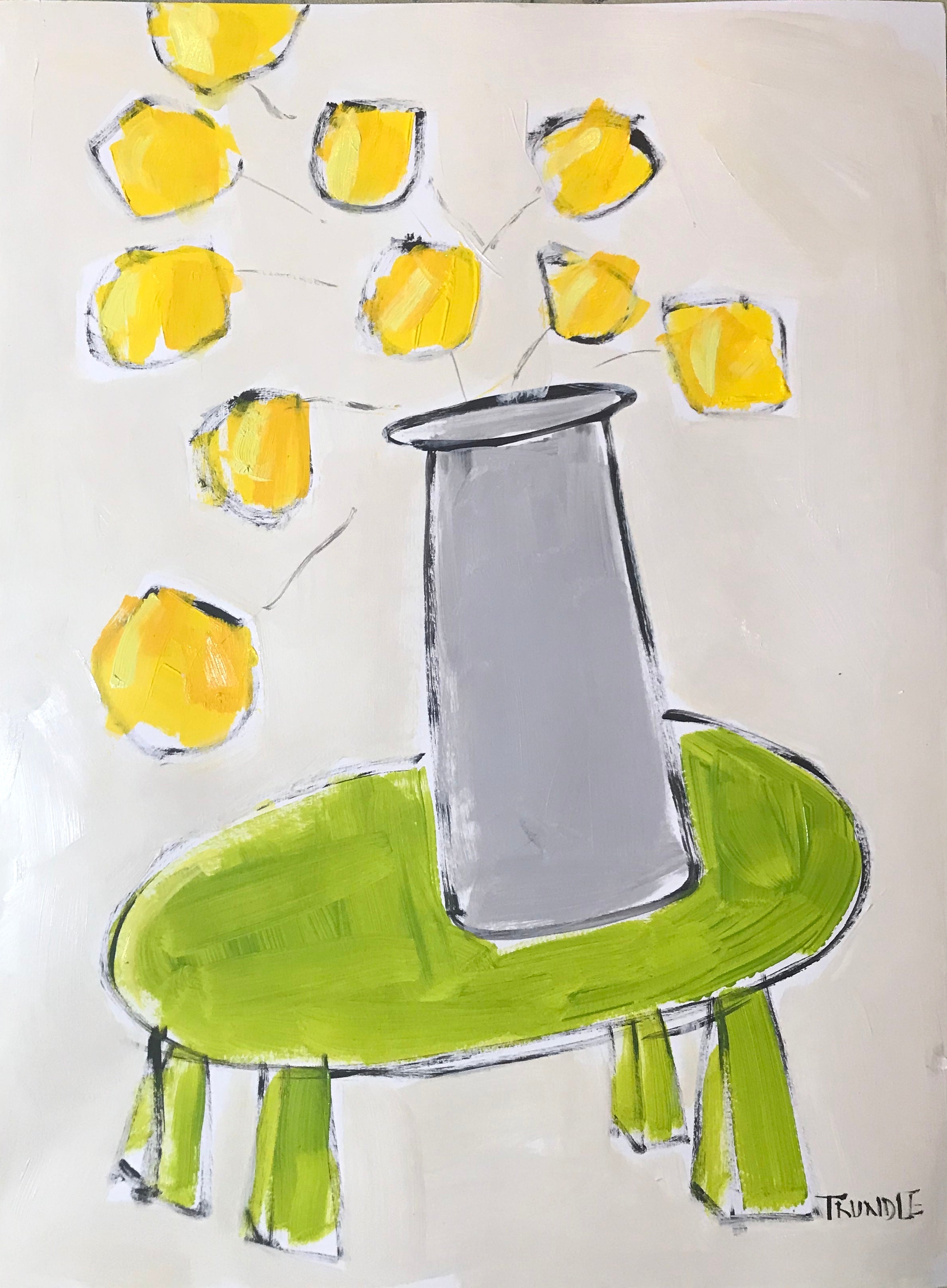 Green Table / Yellow Blooms