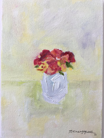 Roses in a White Vase